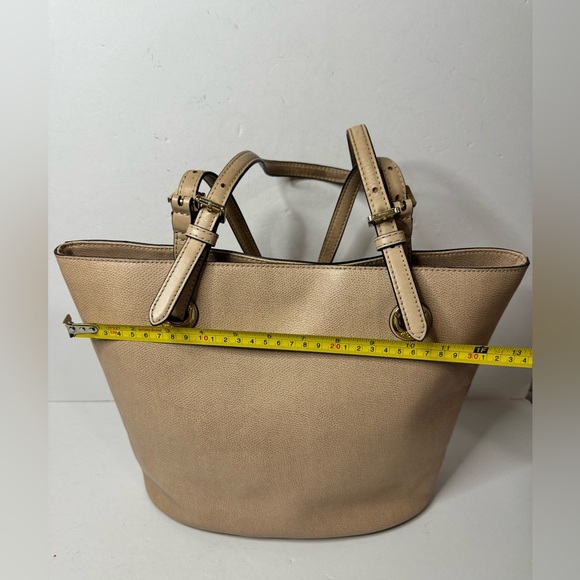 Michael Kors Leather Bag Jet Set Tote Handbag Shoulder Purse Tan - Picture 9 of 13